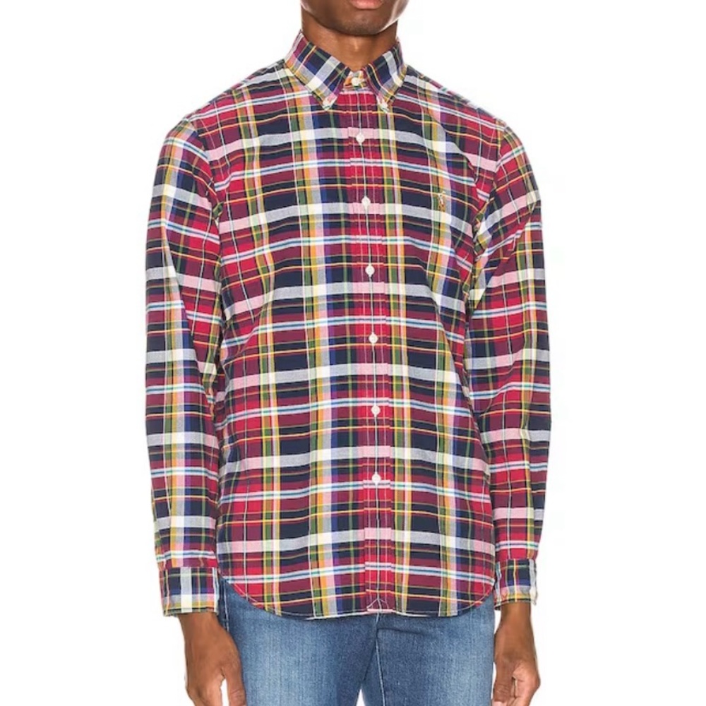 EUC Ralph Lauren Classic Fit Plaid Oxford Long Sleeve Woven Cotton Shirt